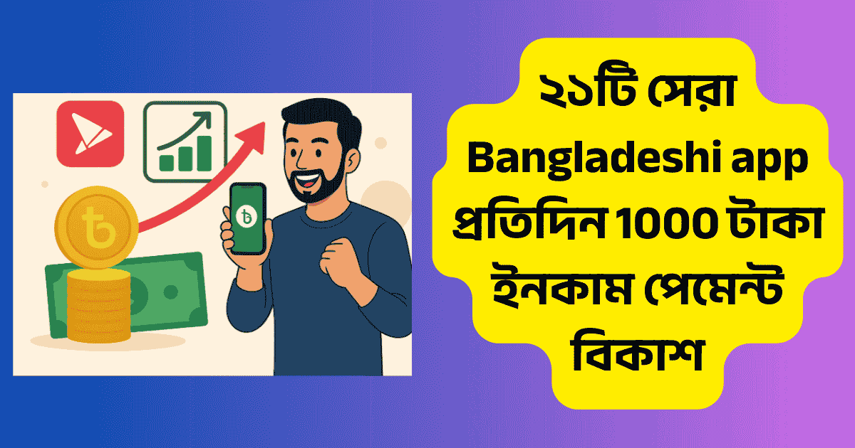 ২১টি সেরা Bangladeshi app প্রতিদিন 1000 টাকা ইনকাম পেমেন্ট বিকাশ