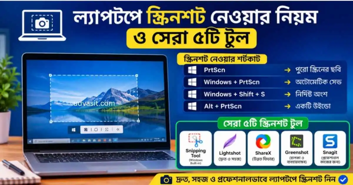 ল্যাপটপে স্ক্রিনশট নেওয়ার নিয়ম ও সেরা ৩টি টুল